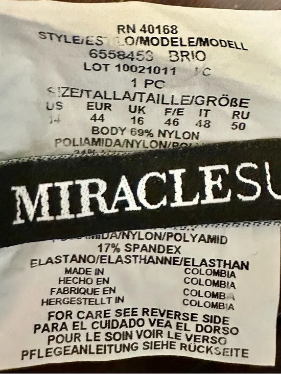 Miraclesuit Size 14 Brio One Piece Black/Navy Slimming Tummy Control Swimsuit - Picture 6 of 7